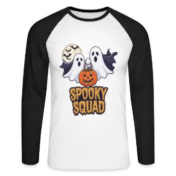 Halloween Spooky Squad Geist mit Mütze - Unisex Baseballshirt langarm - Weiß/Schwarz - Vorne - Nik (191cm)