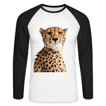 Guépard - T-shirt baseball manches longues Homme - blanc/noir - Devant - Nik (191cm)
