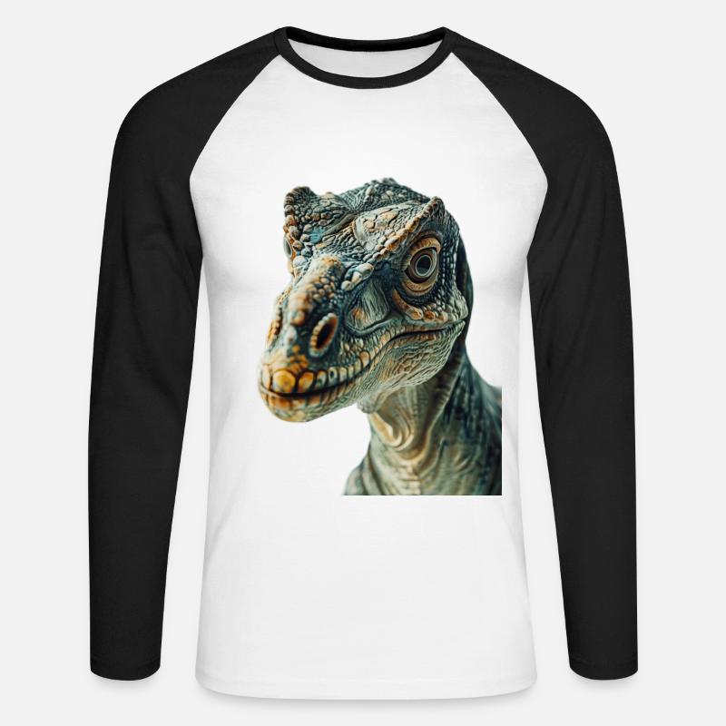 Dinosaurier - Unisex Baseballshirt langarm - Weiß/Schwarz