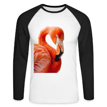 Flamingo - Unisex Long Sleeve Baseball T-Shirt - white/black - Front - Nik (191cm)