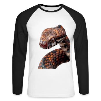 Schlange - Unisex Baseballshirt langarm - Weiß/Schwarz - Vorne - Nik (191cm)