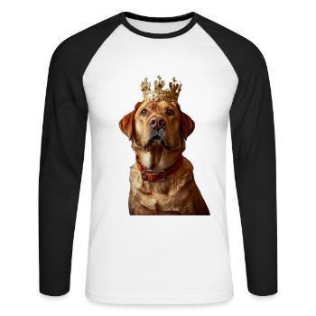 Labrador Retriever - T-shirt baseball manches longues Homme - blanc/noir - Devant - Nik (191cm)