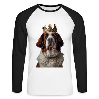 Bernhardiner - Unisex Baseballshirt langarm - Weiß/Schwarz - Vorne - Nik (191cm)