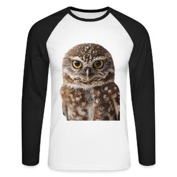 Hibou - T-shirt baseball manches longues Homme - blanc/noir - Devant - Nik (191cm)