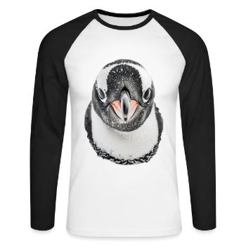 Penguin - Unisex Long Sleeve Baseball T-Shirt - white/black - Front - Nik (191cm)