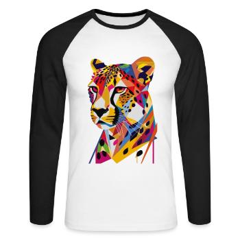 Cheetah - Unisex Long Sleeve Baseball T-Shirt - white/black - Front - Nik (191cm)