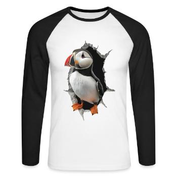 Macareux - T-shirt baseball manches longues Homme - blanc/noir - Devant - Nik (191cm)