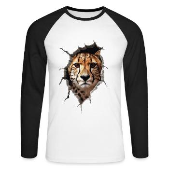 Cheetah - Unisex Long Sleeve Baseball T-Shirt - white/black - Front - Nik (191cm)