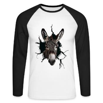 Donkey - Unisex Long Sleeve Baseball T-Shirt - white/black - Front - Nik (191cm)