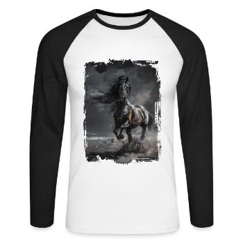 Arabe - T-shirt baseball manches longues Homme - blanc/noir - Devant - Nik (191cm)