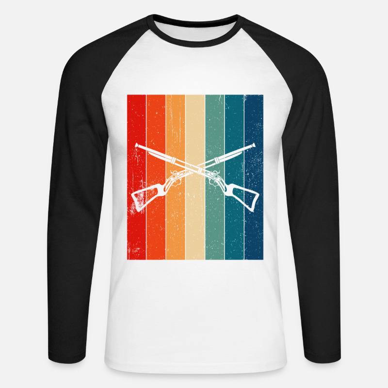 Vorderlader Muzzleloader Muzzle Loading - Unisex Baseballshirt langarm - Weiß/Schwarz