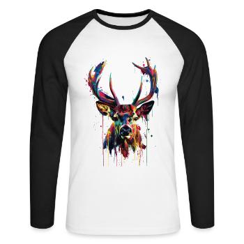 chevreuil - T-shirt baseball manches longues Homme - blanc/noir - Devant - Nik (191cm)