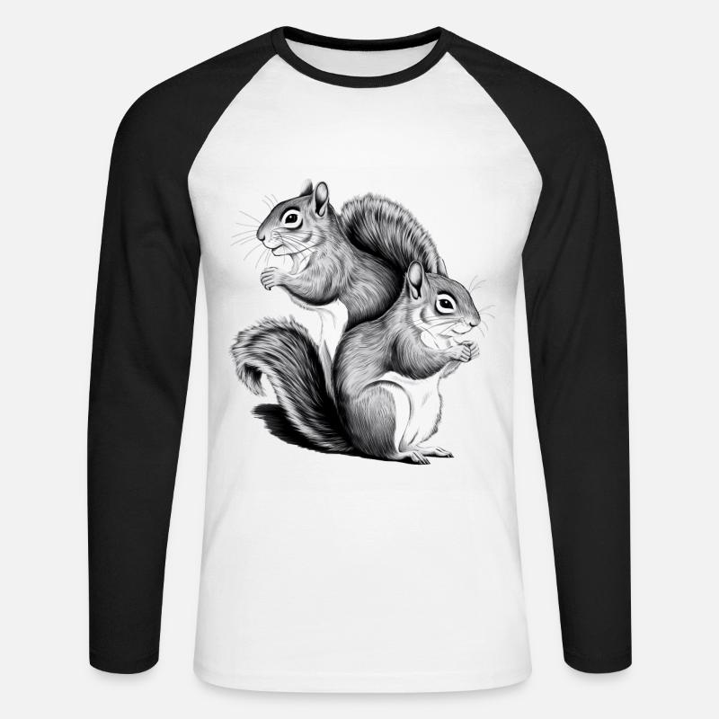 Eichhörnchen - Unisex Baseballshirt langarm - Weiß/Schwarz