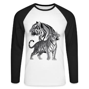 Tigre - T-shirt baseball manches longues Homme - blanc/noir - Devant - Nik (191cm)