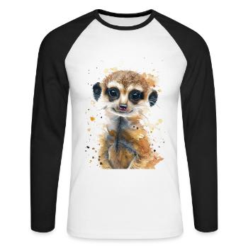 Meerkat - Unisex Long Sleeve Baseball T-Shirt - white/black - Front - Nik (191cm)
