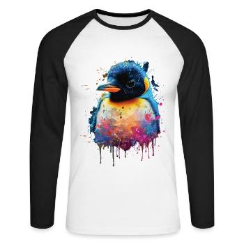 Penguin - Unisex Long Sleeve Baseball T-Shirt - white/black - Front - Nik (191cm)