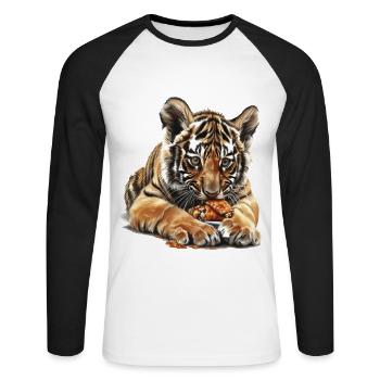 Tigre - T-shirt baseball manches longues Homme - blanc/noir - Devant - Nik (191cm)