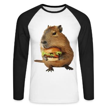 Capybara - Unisex Long Sleeve Baseball T-Shirt - white/black - Front - Nik (191cm)