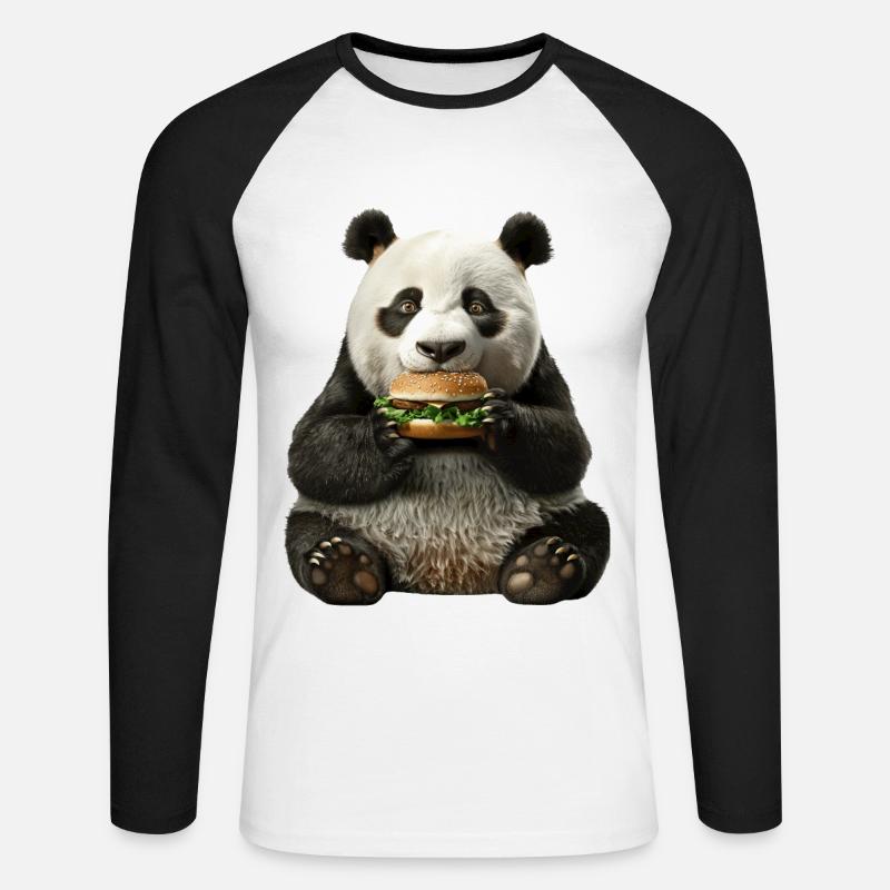 Panda - Unisex Long Sleeve Baseball T-Shirt - white/black