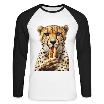 Cheetah - Unisex Long Sleeve Baseball T-Shirt - white/black - Front - Nik (191cm)