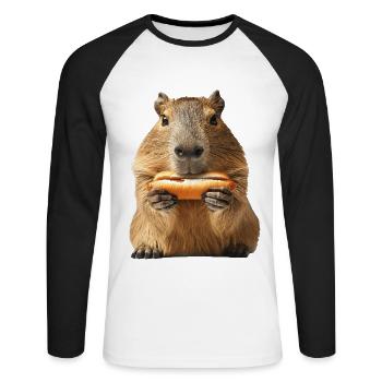 Capybara - Unisex Long Sleeve Baseball T-Shirt - white/black - Front - Nik (191cm)