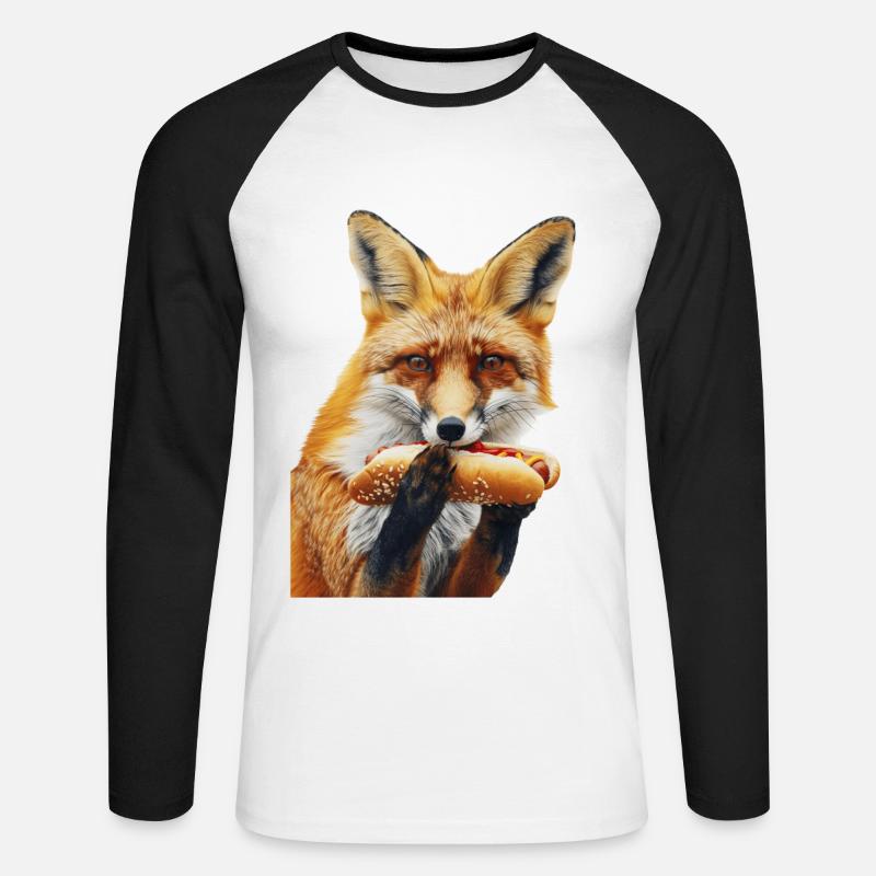 Fuchs - Unisex Baseballshirt langarm - Weiß/Schwarz