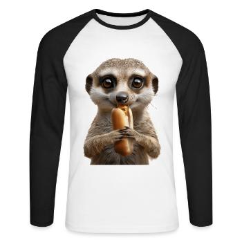 Meerkat - Unisex Long Sleeve Baseball T-Shirt - white/black - Front - Nik (191cm)