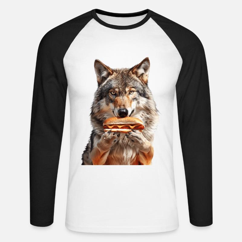 Wolf - Unisex Baseballshirt langarm - Weiß/Schwarz