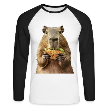 Capybara - Unisex Long Sleeve Baseball T-Shirt - white/black - Front - Nik (191cm)