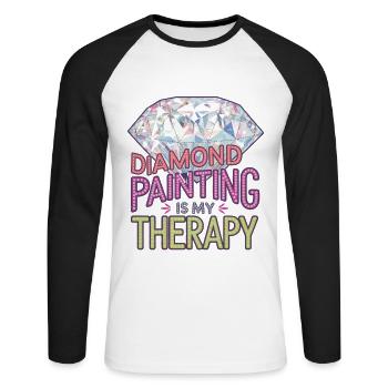 Diamond Painting Diamond Painter - Unisex Baseballshirt langarm - Weiß/Schwarz - Vorne - Nik (191cm)