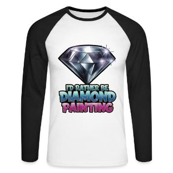 Diamond Painting Diamond Painter - Unisex Baseballshirt langarm - Weiß/Schwarz - Vorne - Nik (191cm)