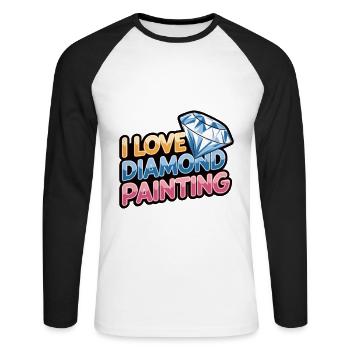 Diamond Painting Diamond Painter - Unisex Baseballshirt langarm - Weiß/Schwarz - Vorne - Nik (191cm)