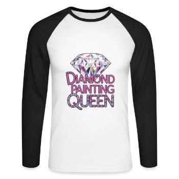 Diamond Painting Diamond Painter - Unisex Baseballshirt langarm - Weiß/Schwarz - Vorne - Nik (191cm)