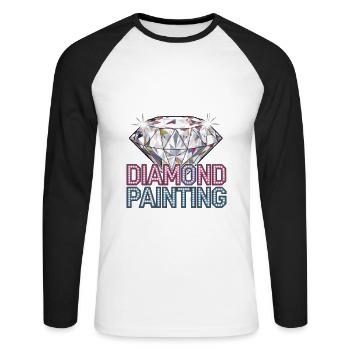 Diamond Painting Diamond Painter - Unisex Baseballshirt langarm - Weiß/Schwarz - Vorne - Nik (191cm)