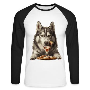 Alaskan Malasmute - Unisex Baseballshirt langarm - Weiß/Schwarz - Vorne - Nik (191cm)