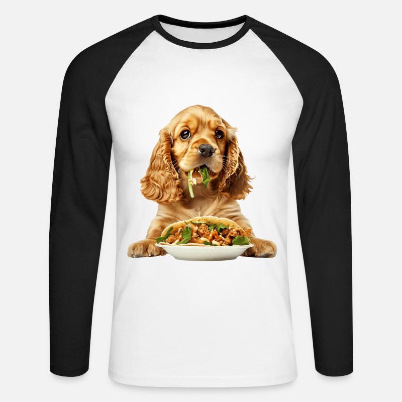 Cocker Spaniel - Unisex Baseballshirt langarm - Weiß/Schwarz