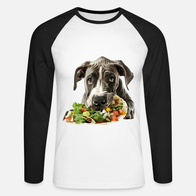 Great Dane - Unisex Baseballshirt langarm - Weiß/Schwarz