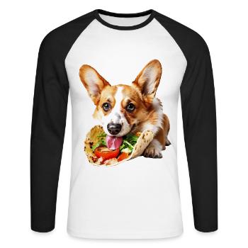 Pembroke Welsh Corgi - Unisex Long Sleeve Baseball T-Shirt - white/black - Front - Nik (191cm)