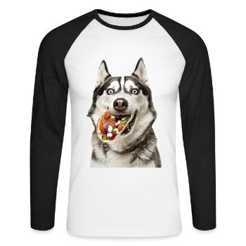Siberian Husky - Unisex Long Sleeve Baseball T-Shirt - white/black - Front - Nik (191cm)