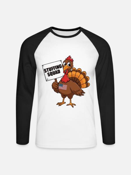 Lustiger Thanksgiving Truthahn - Unisex Baseballshirt langarm - Weiß/Schwarz