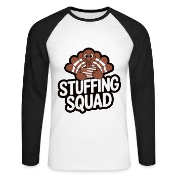 Lustiger Thanksgiving Truthahn - Unisex Baseballshirt langarm - Weiß/Schwarz - Vorne - Nik (191cm)