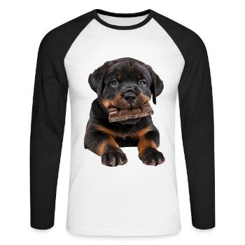 Rottweiler - Unisex Baseballshirt langarm - Weiß/Schwarz - Vorne - Nik (191cm)
