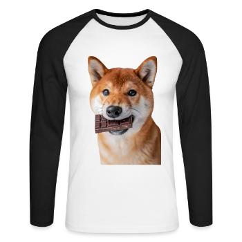 Shiba Inu - T-shirt baseball manches longues Homme - blanc/noir - Devant - Nik (191cm)