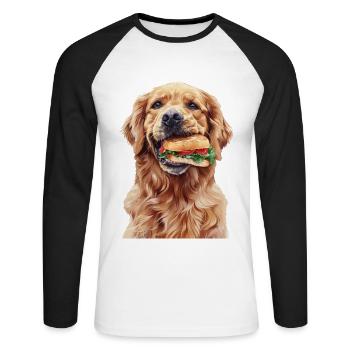 Golden Retriever - Unisex Long Sleeve Baseball T-Shirt - white/black - Front - Nik (191cm)