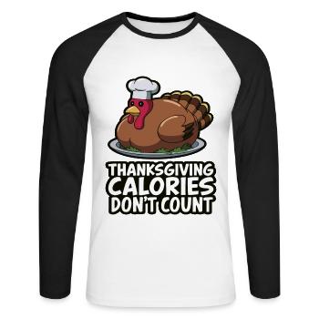 Dinde drôle de Thanksgiving - T-shirt baseball manches longues Homme - blanc/noir - Devant - Nik (191cm)