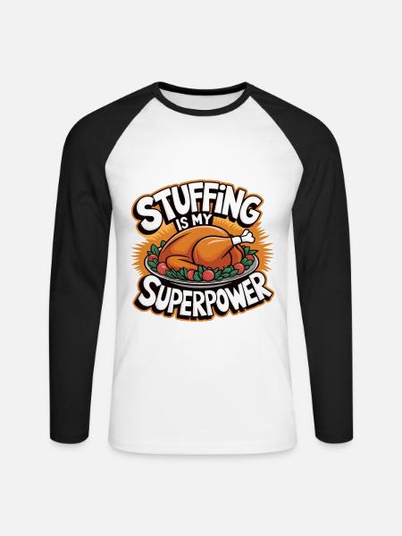 Lustiger Thanksgiving Truthahn - Unisex Baseballshirt langarm - Weiß/Schwarz