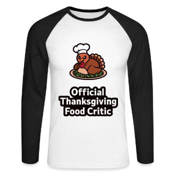 Funny Thanksgiving Turkey - Unisex Long Sleeve Baseball T-Shirt - white/black - Front - Nik (191cm)