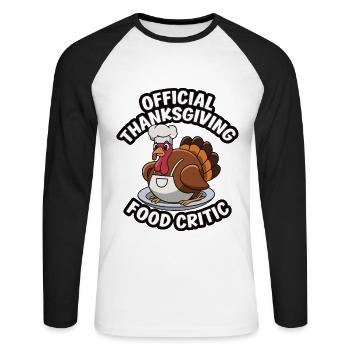 Funny Thanksgiving Turkey - Unisex Long Sleeve Baseball T-Shirt - white/black - Front - Nik (191cm)