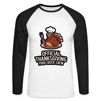 Funny Thanksgiving Turkey - Unisex Long Sleeve Baseball T-Shirt - white/black - Front - Nik (191cm)