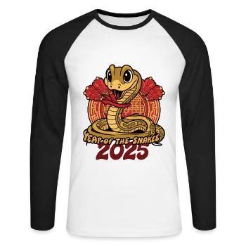 Chinesisches Jahr 2025 Jahr der Schlange - Unisex Baseballshirt langarm - Weiß/Schwarz - Vorne - Nik (191cm)
